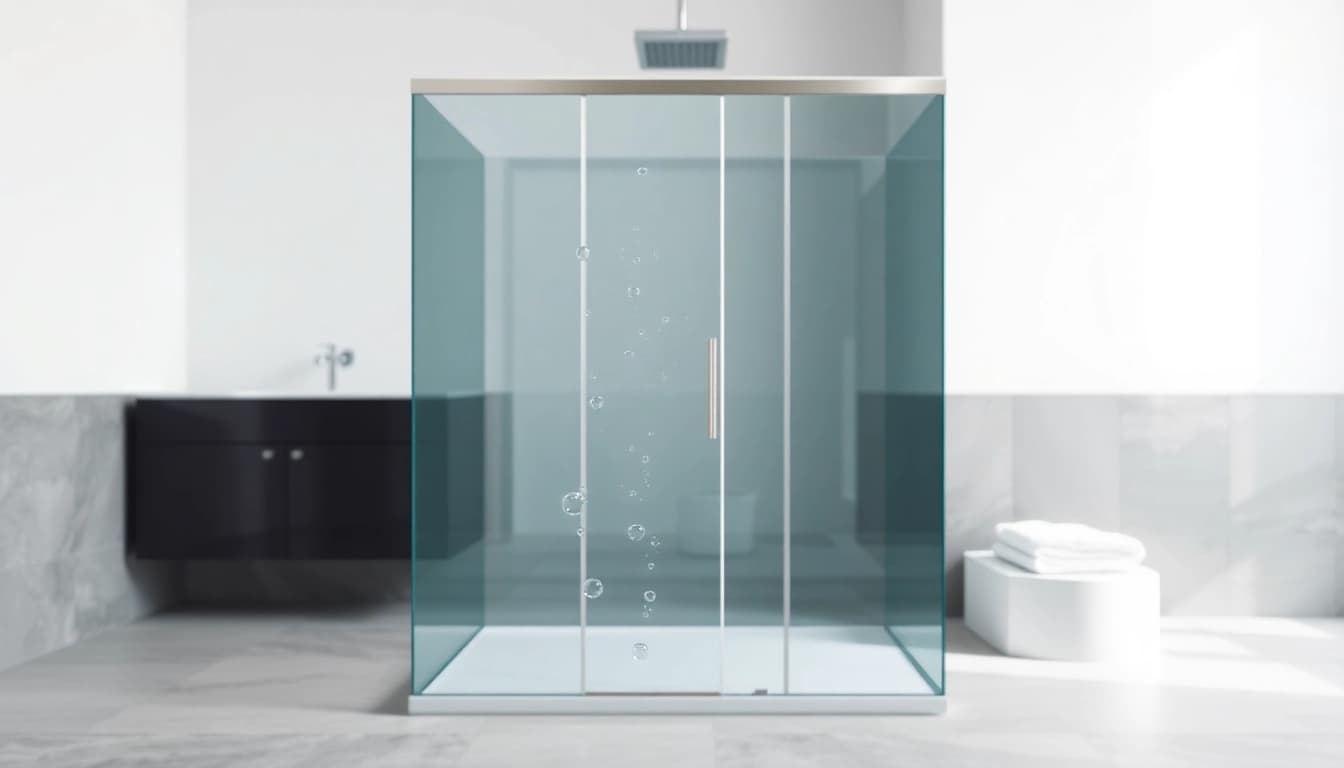 Stylish wet room shower screen showcased in a modern bathroom, emphasizing sleek design and elegance.