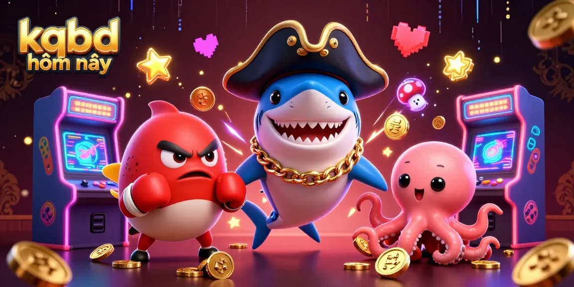 Watch live scores and results with kqbd hôm nay, featuring vibrant pirate and sea creature characters amidst colorful gaming elements.