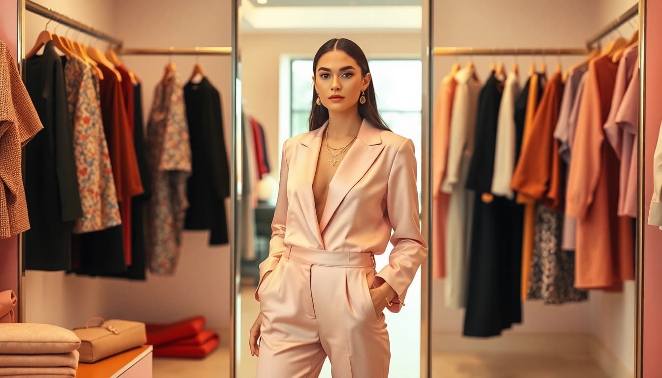 Stylish boutique display focusing on Women Fashion trends with an elegant model.