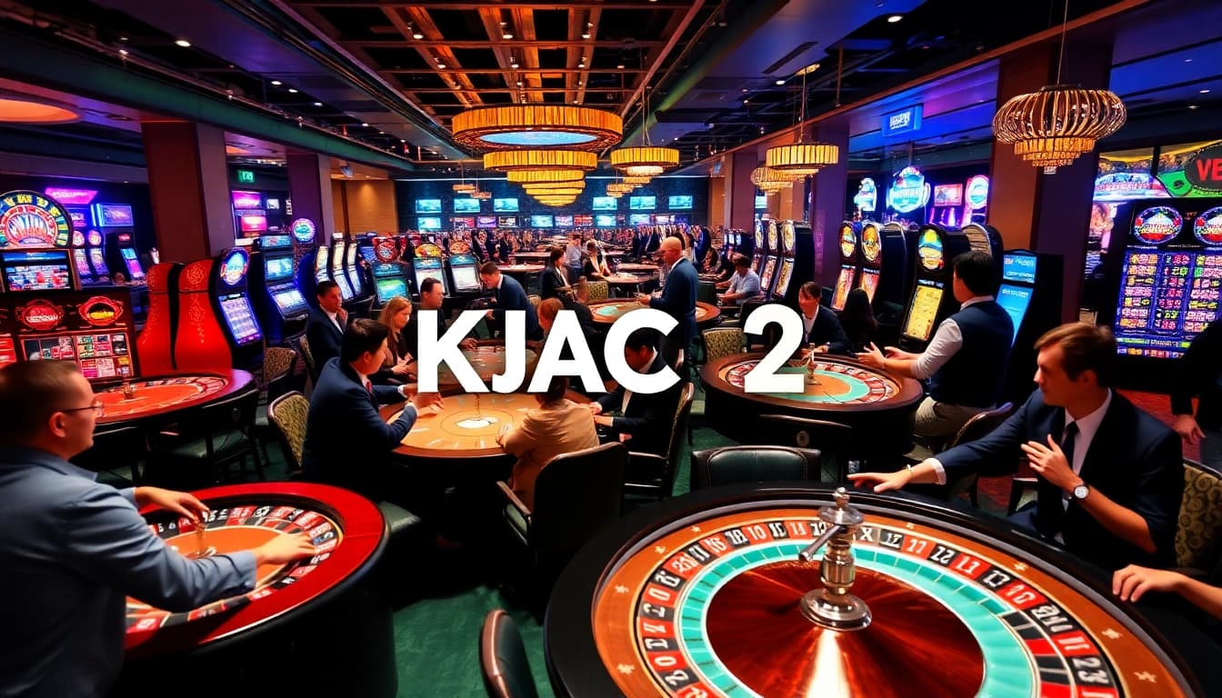 Casino scene with players enjoying games, highlighting the thrilling concept of KJC AC 2.
