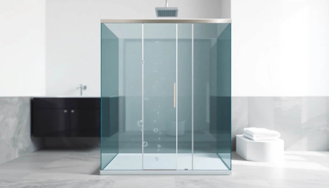 Stylish wet room shower screen showcased in a modern bathroom, emphasizing sleek design and elegance.