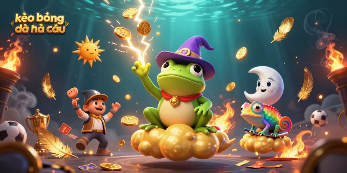 Betting strategies and insights in kèo bóng đá nhà cái with a vibrant 3D scene full of energy.