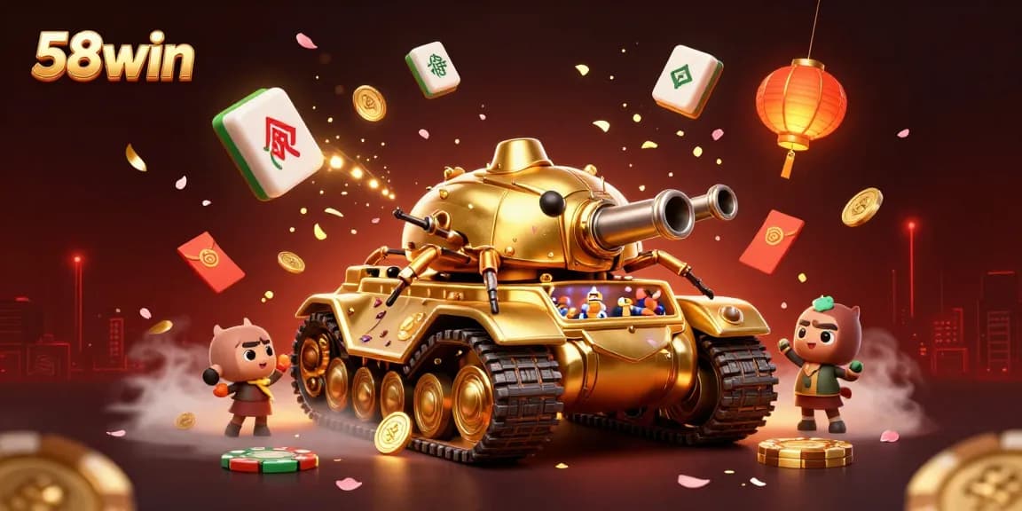 Experience thrilling gaming excitement with 58win’s vibrant casino-themed illustration featuring dynamic characters.