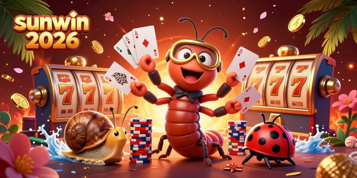 Engage in thrilling gameplay at Sunwin 2026 with vibrant characters and dynamic slots around a cheerful dealer.
