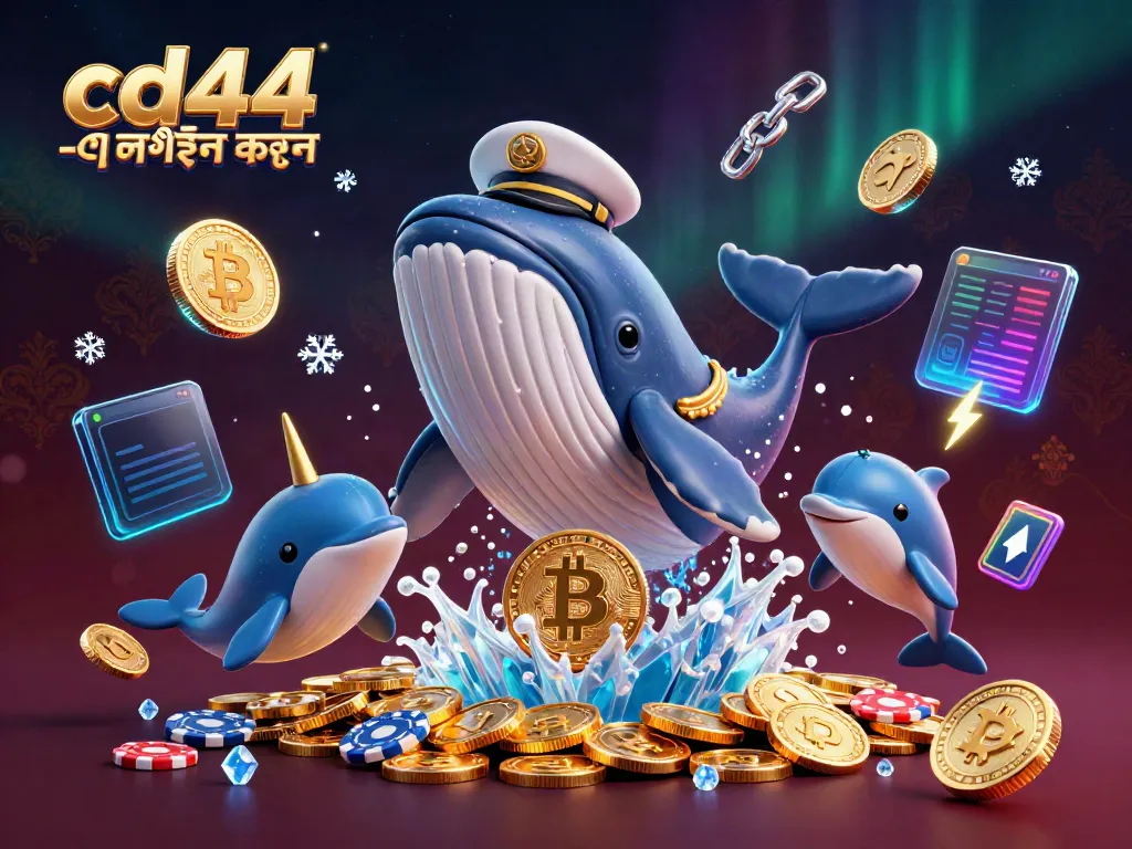 Experience the thrill of gaming with cd44 -এ লগইন করুন, a vibrant illustration featuring a whale, narwhal, and dolphins.