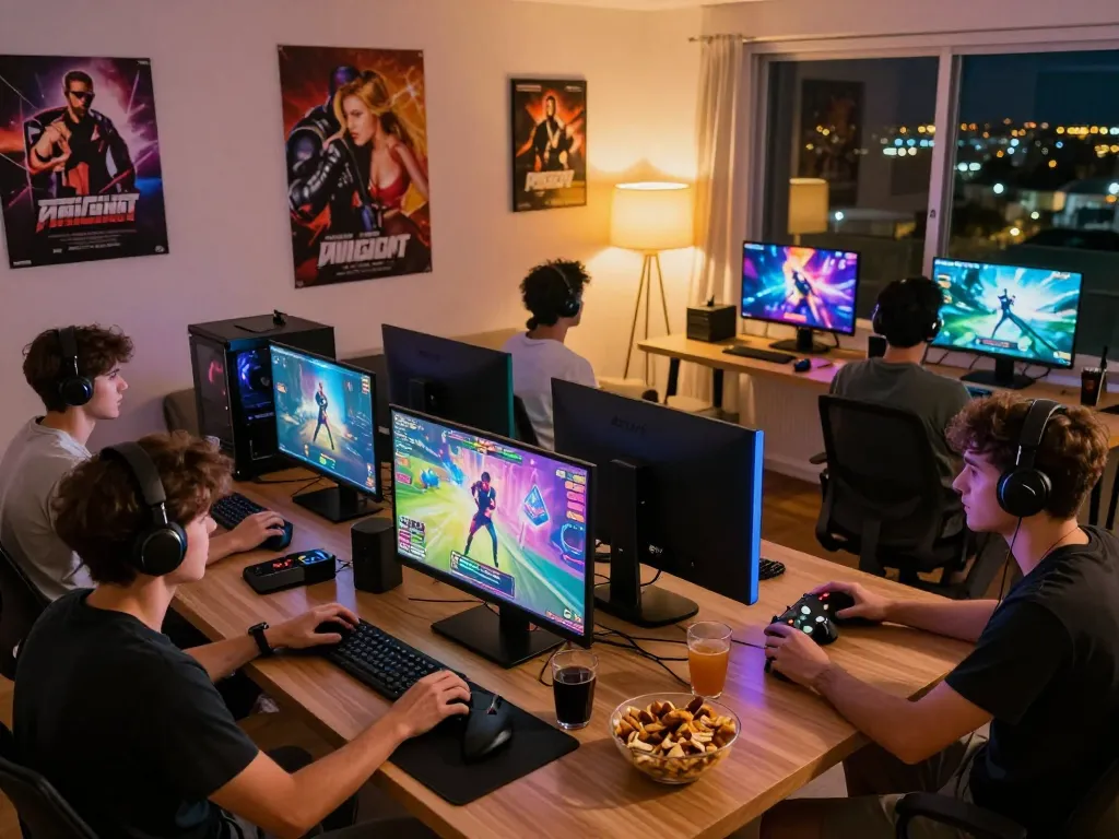 Players enjoying porn games online in a cozy gaming environment with vibrant visuals and engaging atmosphere.