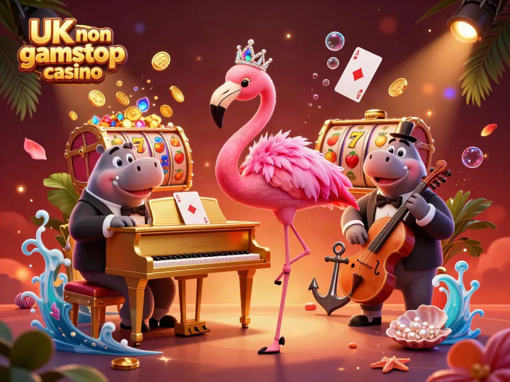 Engage in thrilling gameplay at a UK non gamstop casino featuring animated characters and casino elements.