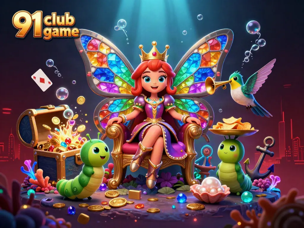 Experience the excitement of the 91 club game with an enchanting casino-themed illustration.