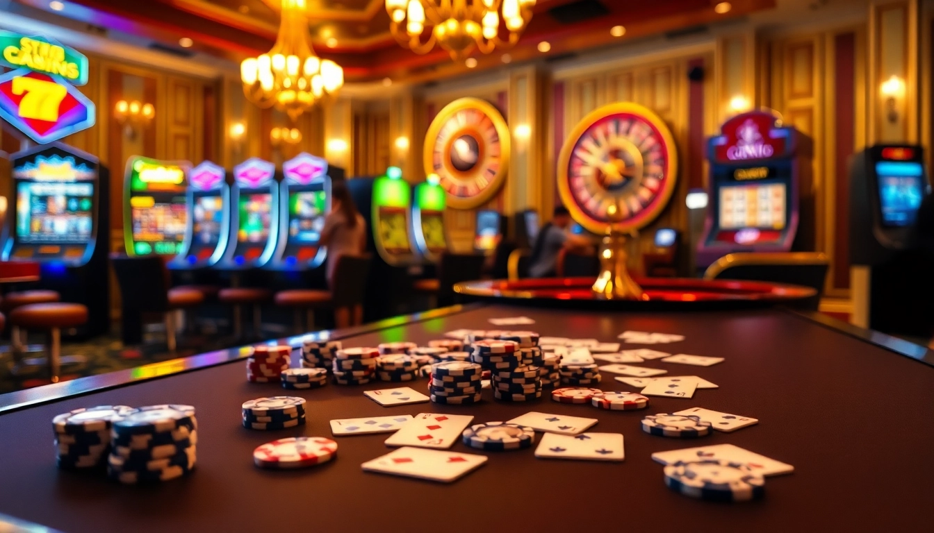 Players enjoying exciting games at 88i casino with poker chips and roulette wheel.