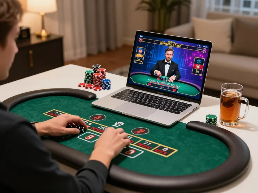 Player celebrating a 566 win while engaging in an online casino game on their laptop