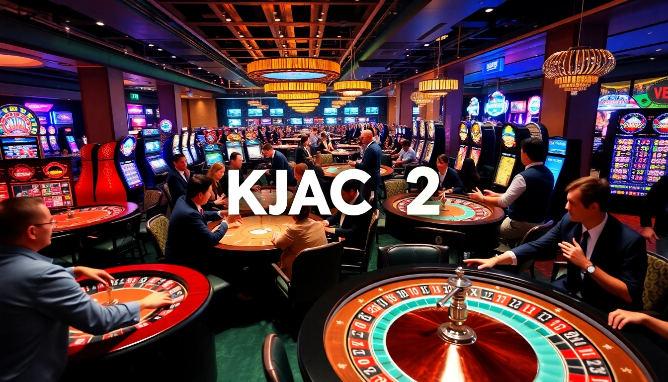 Casino scene with players enjoying games, highlighting the thrilling concept of KJC AC 2.