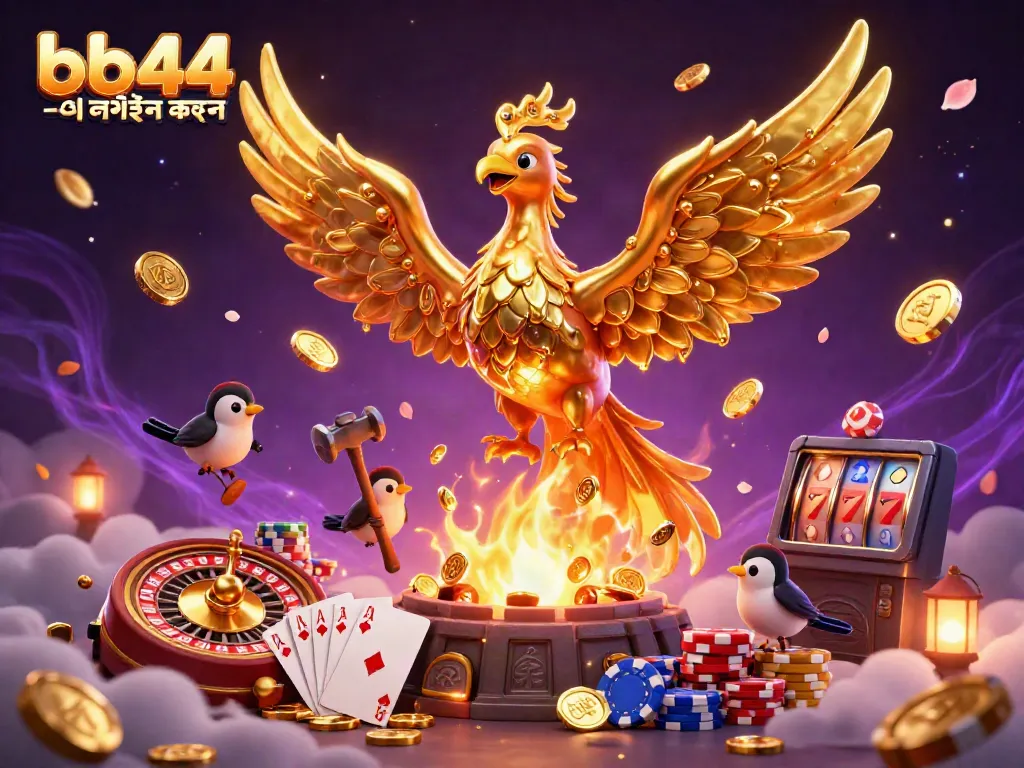 Engage with bb44 -এ লগইন করুন through a vibrant scene showcasing a molten golden phoenix and dynamic casino elements.