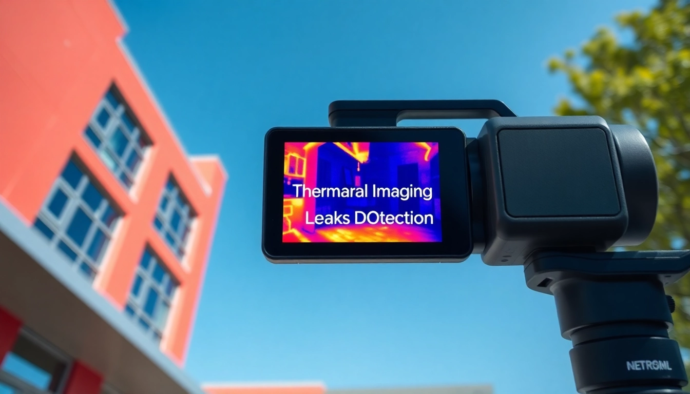 See Thermal Imaging Leak Detection in action, with a camera displaying vibrant temperature contrasts on a building.