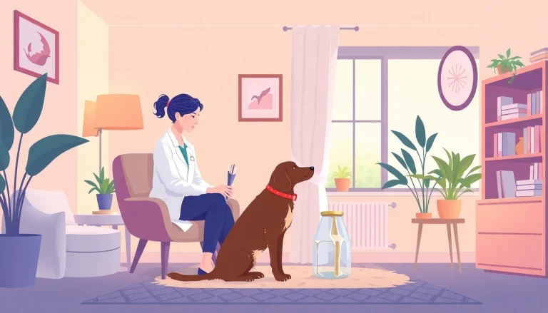 Anxiety treatment Sydney in a calming therapy session with a psychologist and therapy dog.