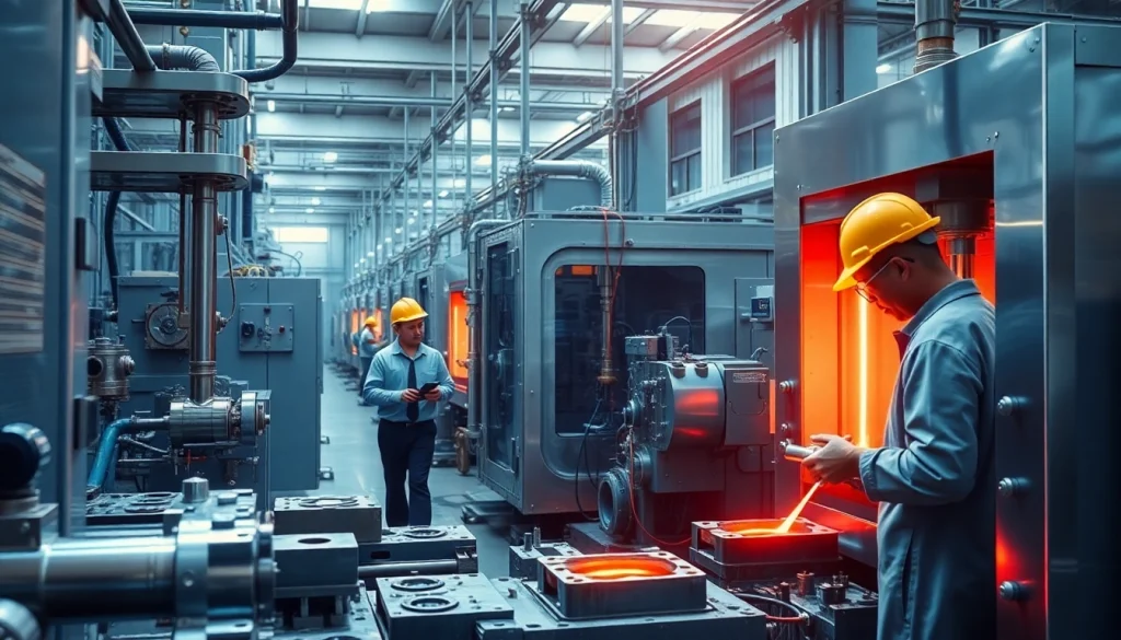 High pressure diecasting Malaysia showcasing advanced machinery and skilled workers in production.