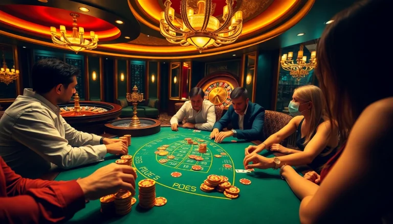 Experience the thrill of gambling at https://rr88.lat/ with an exciting high-stakes poker game in a vibrant casino setting.