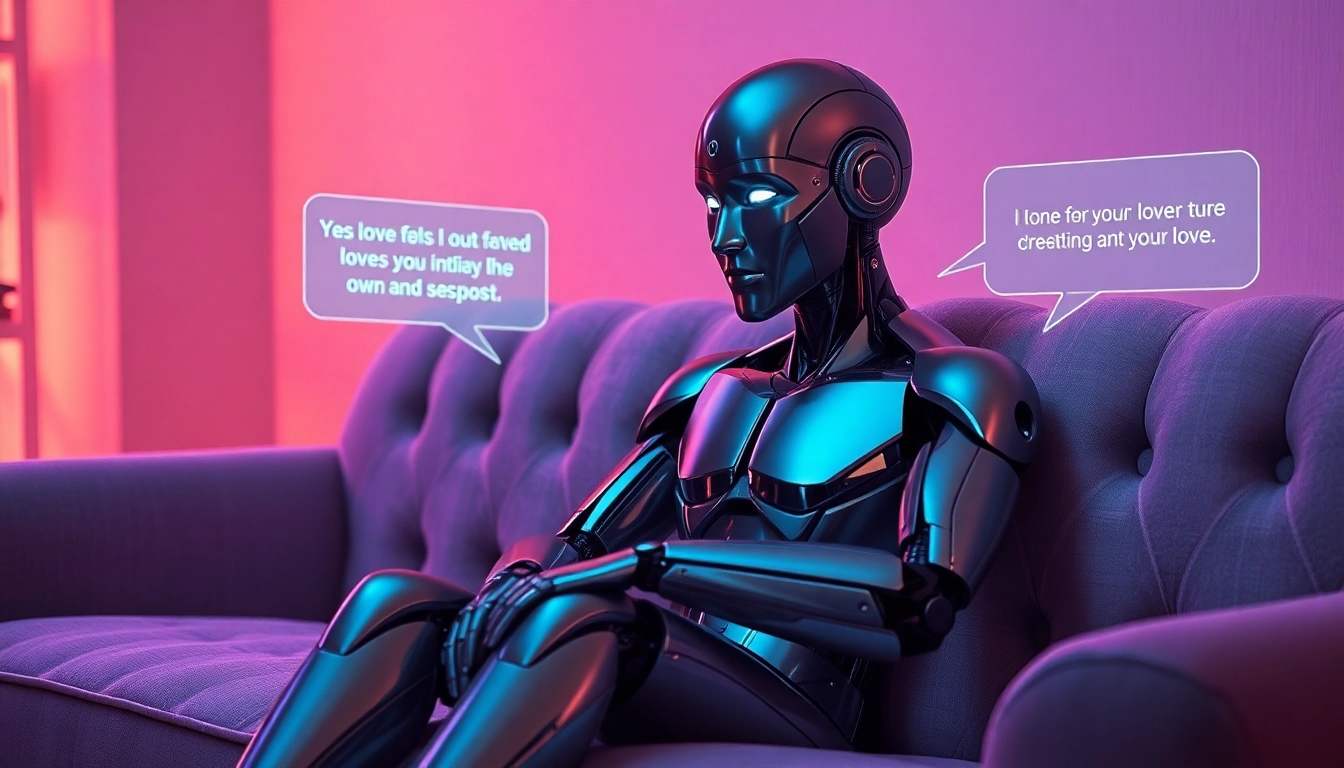 A humanoid robot in a romantic setting discussing sex AI, capturing the future of relationships.