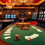 Experience the thrilling atmosphere of Hi88.wedding with a luxurious casino poker table setup.