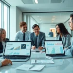 Professional team collaborating on Logo e-arşiv digital invoicing solutions in a modern office.