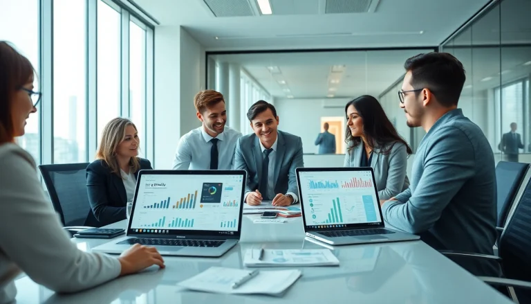 Professional team collaborating on Logo e-arşiv digital invoicing solutions in a modern office.