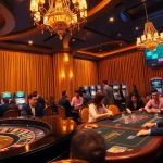 Experience thrilling gameplay at 52WIN Casino with a luxurious poker table and exciting slot machines.