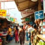 Lanka Add marketplace showcasing vibrant stalls with ads for personal and spa services in Sri Lanka.