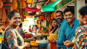 Lanka Add marketplace showcasing vibrant Sri Lankan culture with vendors and customers.