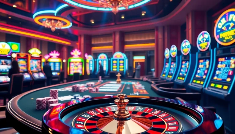 Experience the thrill of go88.audio at a vibrant casino table featuring poker chips and roulette wheels.