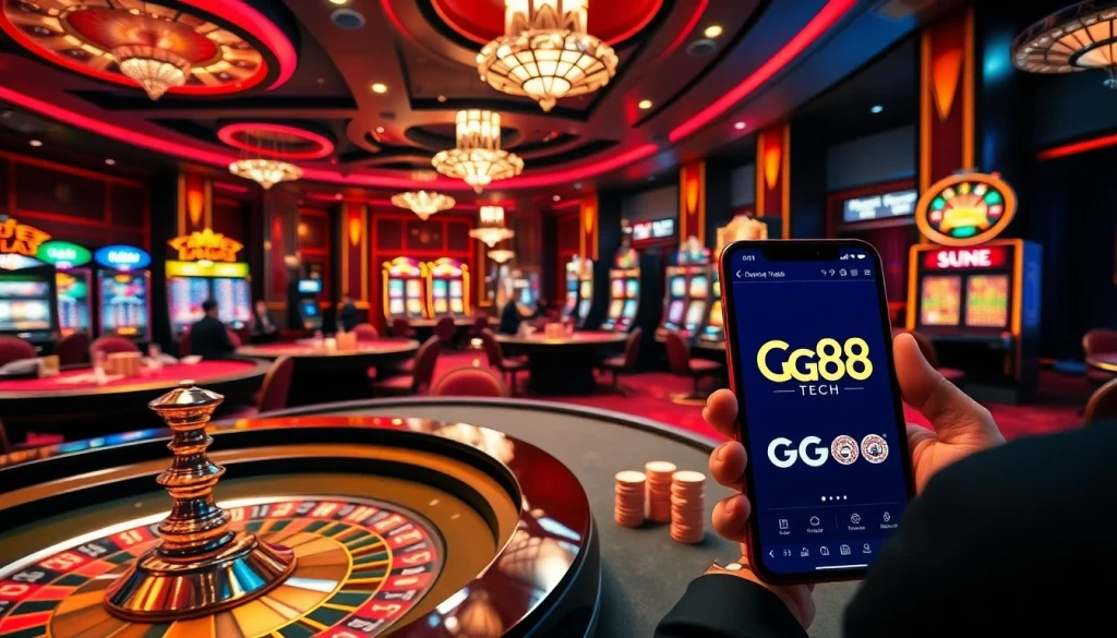 Engaging gamblers with thrilling action at Gg88 Tech's luxurious casino tables.