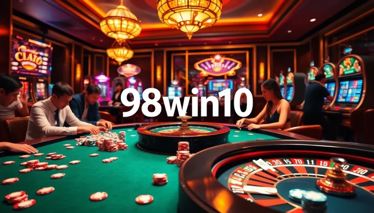 Experience the thrill of gambling at 98win10 with vibrant casino tables and engaging players.