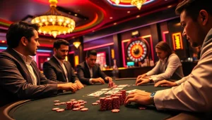 Exciting poker game scene showcasing vvjl6 com's vibrant casino atmosphere.