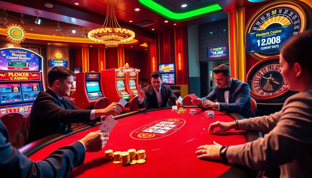 MK8 players engaging in thrilling poker action at a vibrant casino with luxurious atmosphere