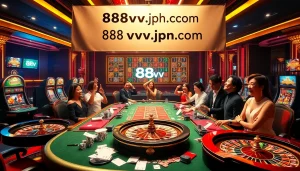 Players engaging at the luxurious live dealer table highlighted by 88vv.jpn.com, celebrating casino gaming excitement.