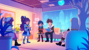 Engaging nsfw roleplay scene featuring animated characters in a cozy, immersive environment.