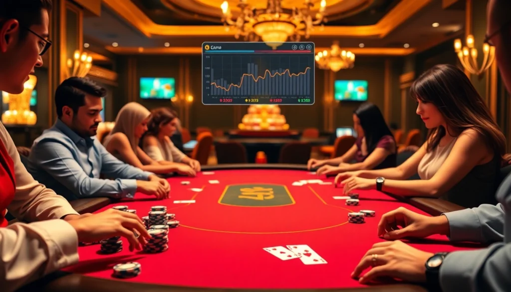 Engaging poker players analyze game ai for strategic betting decisions.