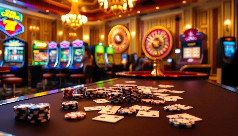 Players enjoying exciting games at 88i casino with poker chips and roulette wheel.