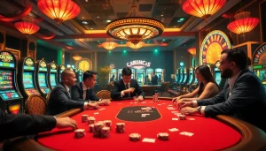 KJC XX88 players enjoying a thrilling poker game at a luxurious casino table