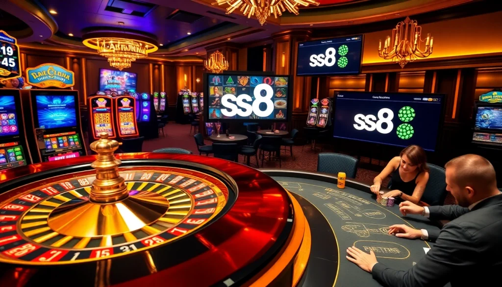 Experience the thrill of s8 gaming with a luxurious casino atmosphere and vibrant tables.