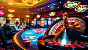 Experience the thrill of winning at 13Win with vibrant casino elements, poker chips, and a roulette wheel.
