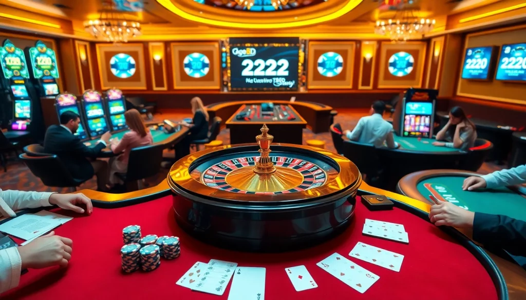 Experience the thrill of gambling at 222BD with vibrant tables and exciting games showcased.