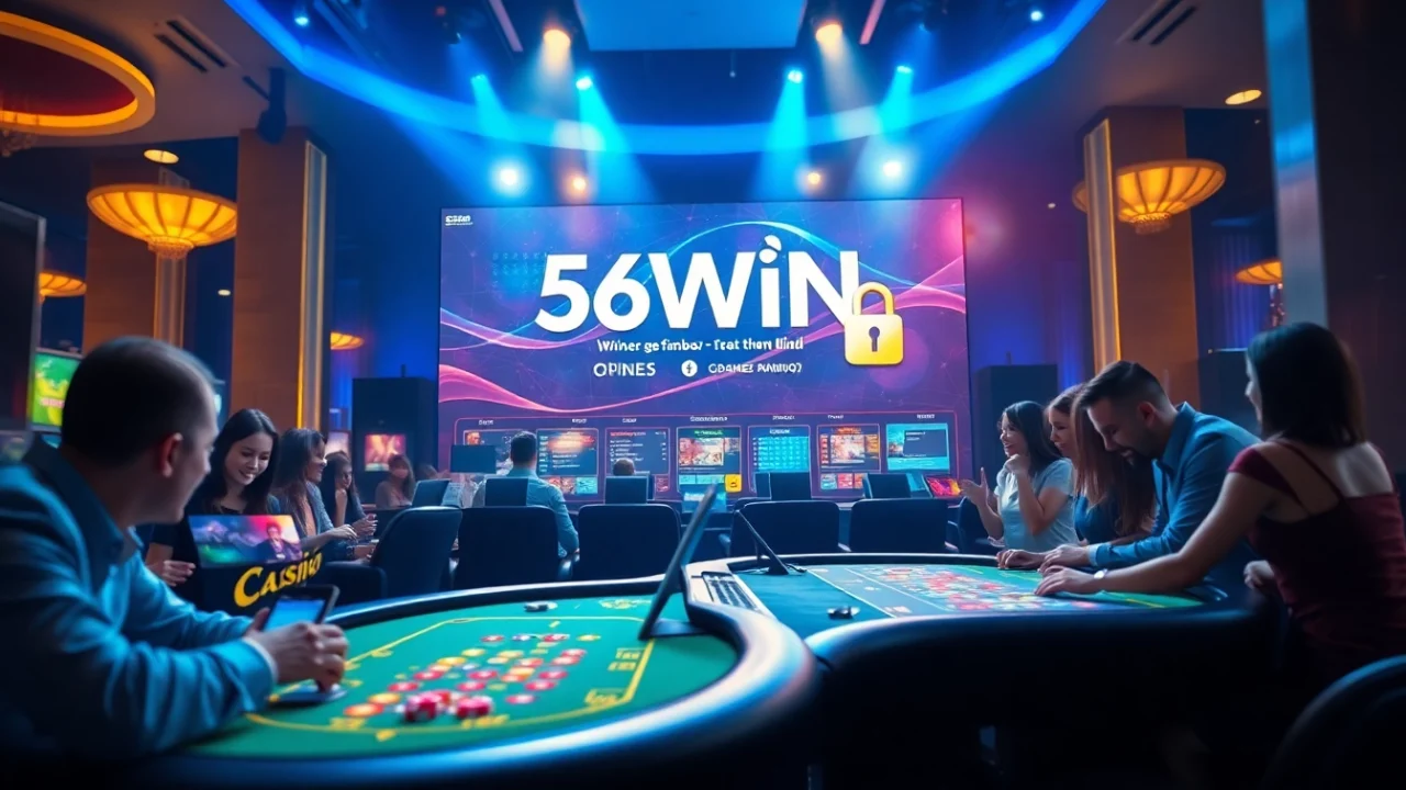 Engaging image of 56WIN casino featuring dynamic gaming atmosphere and secure online betting environment.