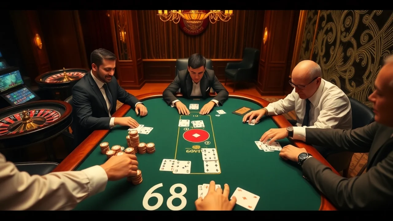 Experience the thrill of gambling with 68WIN đăng nhập at a luxurious online casino table.