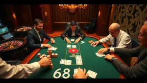 Experience the thrill of gambling with 68WIN đăng nhập at a luxurious online casino table.