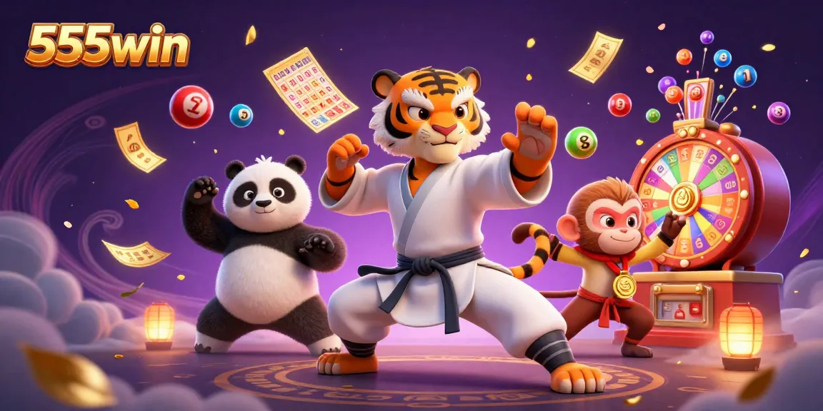 Engage in thrilling gameplay with 555win’s vibrant 3D illustration showcasing exciting casino activities.